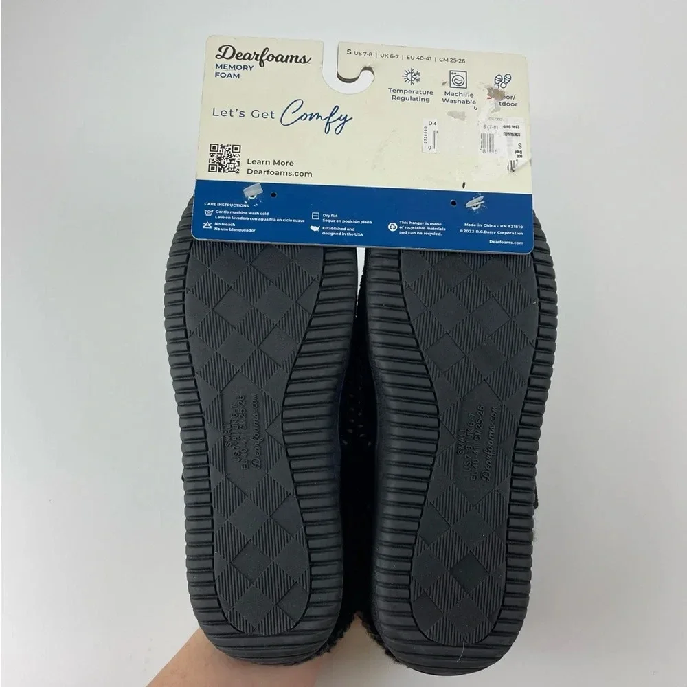 DearFoams Slippers Size Small Black Marshall Microsuede Clog Memory Foam NWT